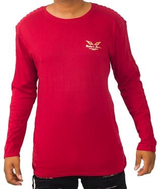 Robin's Jean Long Sleeve Wing Bar Tee in red – view 2 of 3
