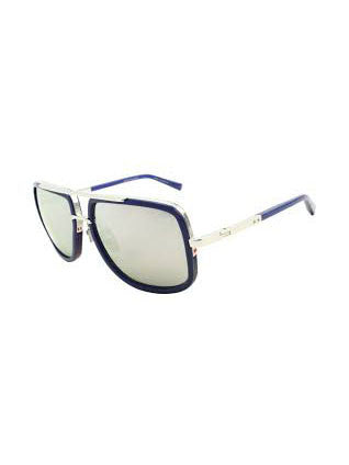 DITA MACH ONE BLUE FRAME SILVER HARDWARE GOLD FLASH LENS