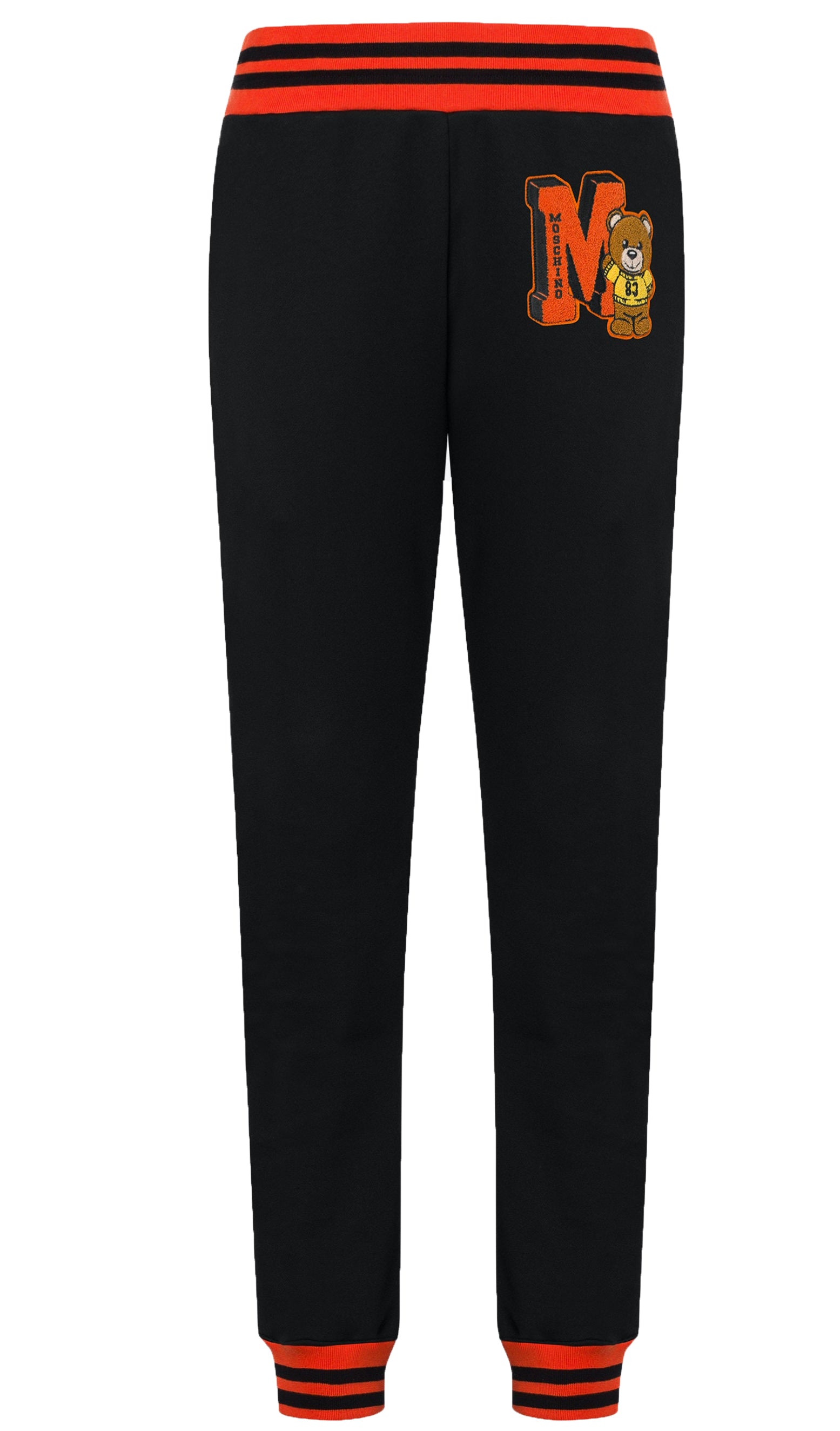 Moschino Varsity Teddy Bear organic fleece joggers in black – view 1 of 3