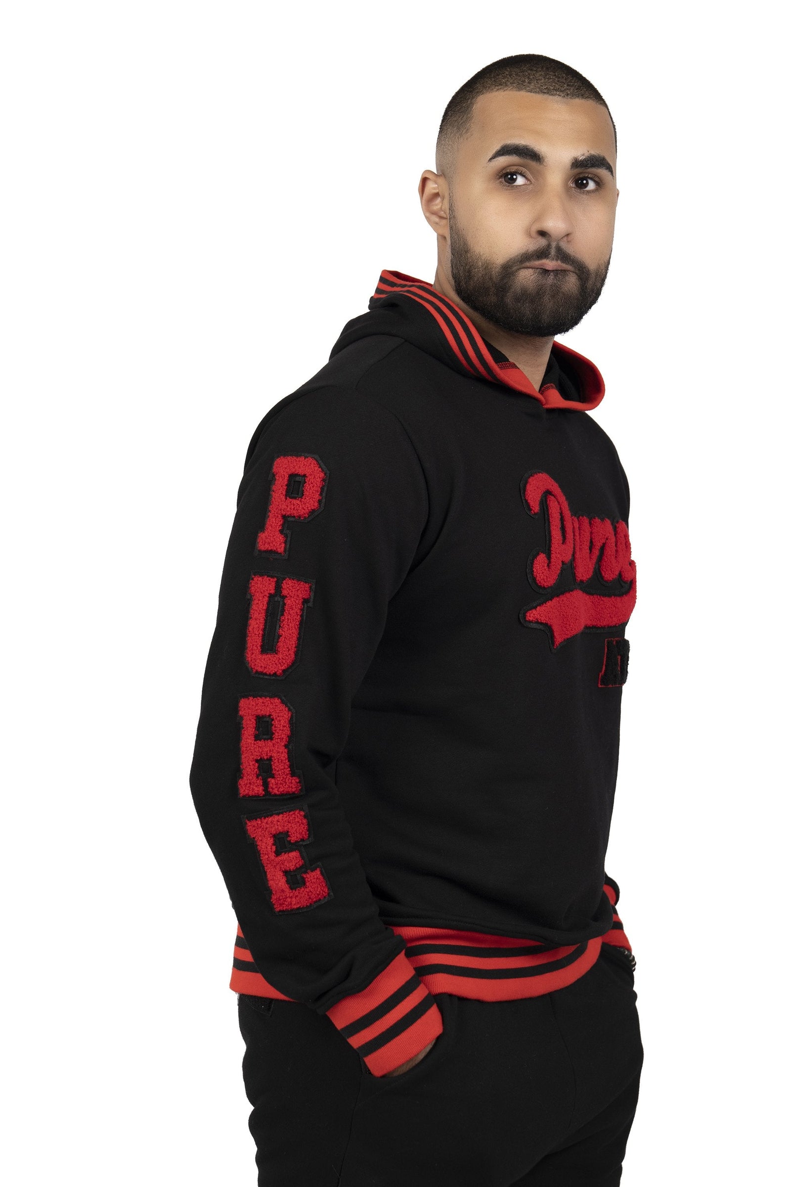 Pure Logo Varsity Joggers in black and red – view 5 of 10
