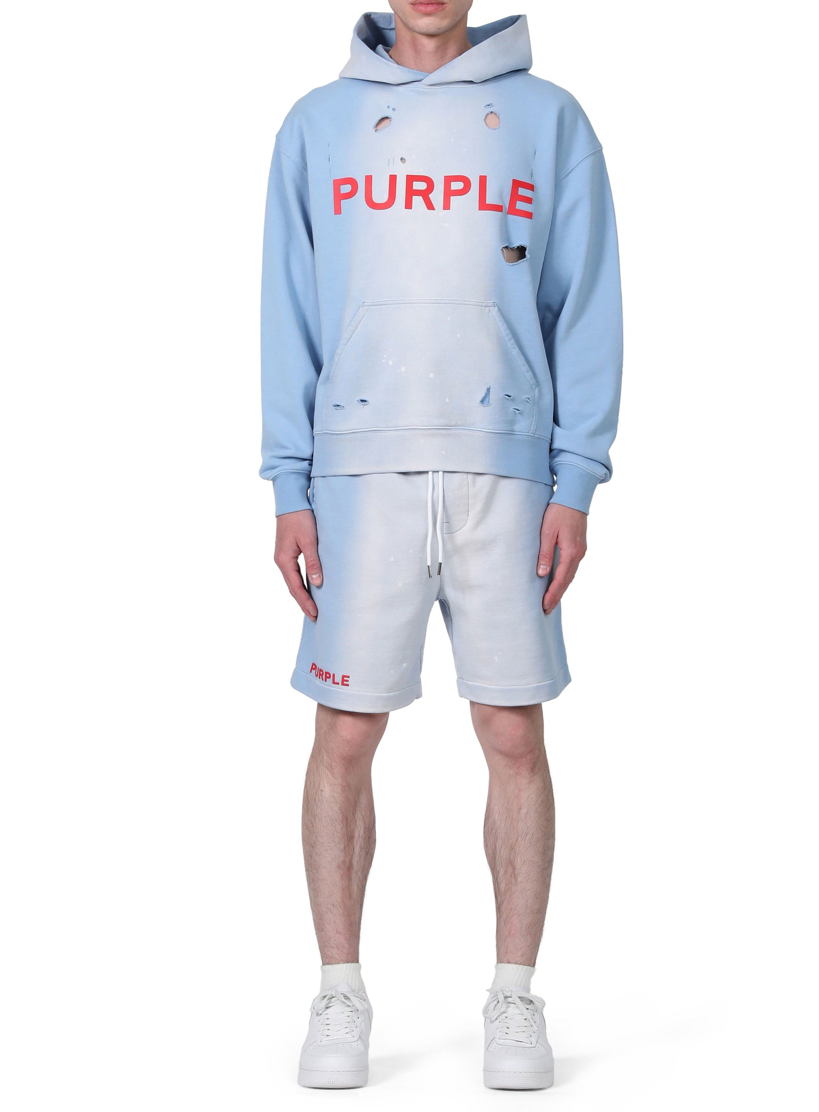 Purple Brand French Terry Short in Placid Blue – view 3 of 3