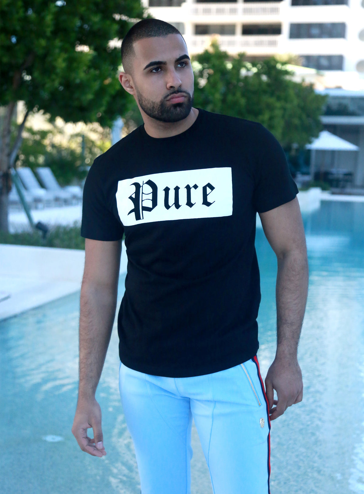 PURE BLOCK LOGO STRETCH - BLACK/WHITE