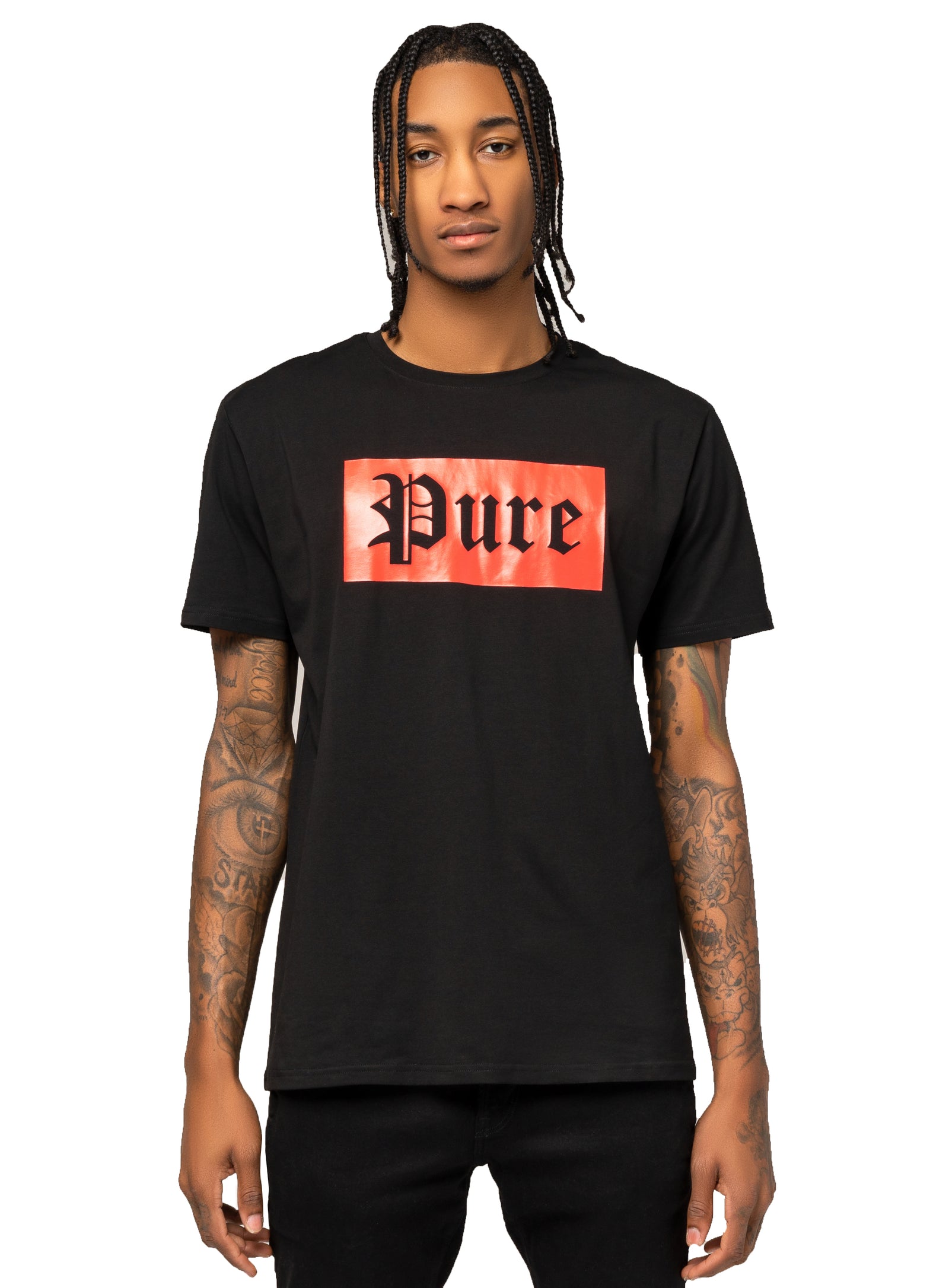Stretch Pure Tee with Red Block Logo in black/red – view 1 of 9