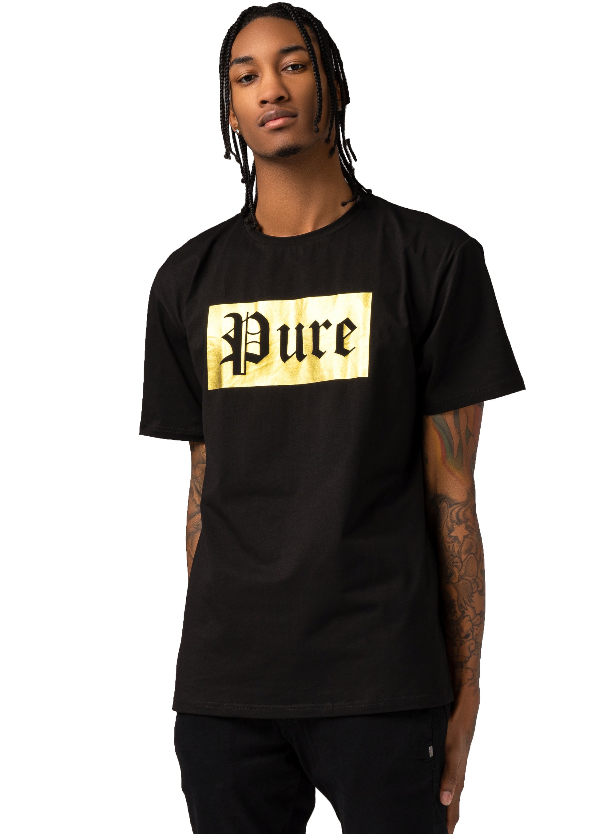 PURE BLOCK TEE BLACK AND GOLD