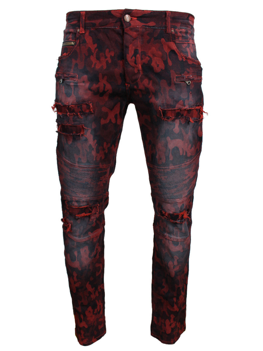 Rockstar Camo Biker Jeans in red – view 1 of 2