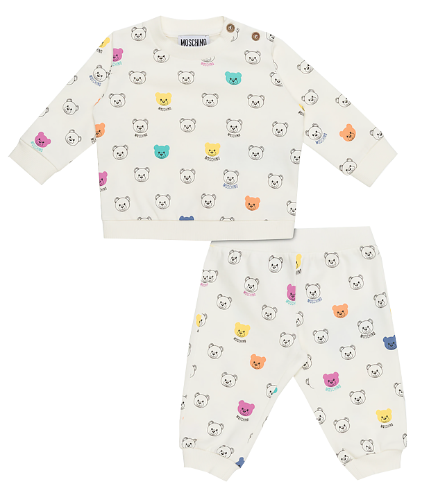 Kids Moschino Fleece Tracksuit Gift Box with All Over Print in multicolor – view 1 of 2
