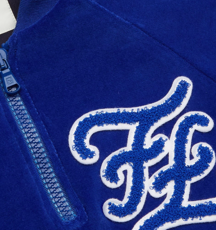 BOY SS VELOUR TOP WITH CALIGRAPHY FF LOGO-NAVY
