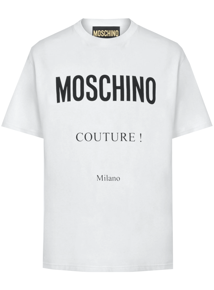 Cotton T-Shirt with Moschino Couture Print in white – view 1 of 2