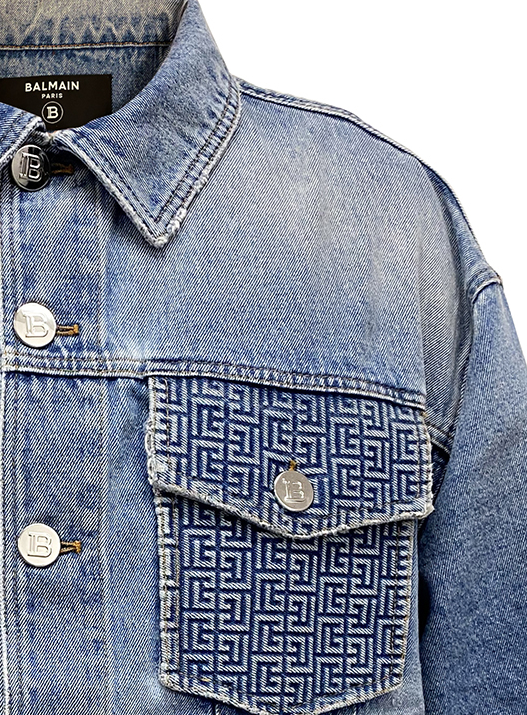 Balmain Monogram Denim Jacket in blue – view 2 of 2