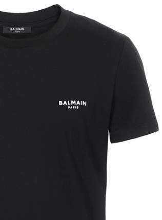 BALMAIN FLOCK T-SHIRT - BLACK