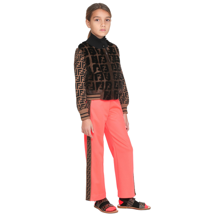 Fendi Girls Snap Track Pants in neon pink – view 2 of 5