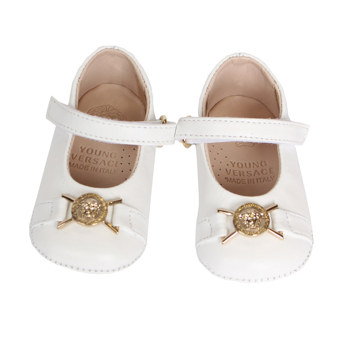 Baby Girls Crib Shoes-White and Gold