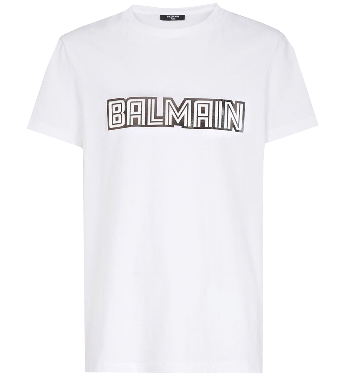 Metallic Balmain Embossed T-Shirt - White & Silver