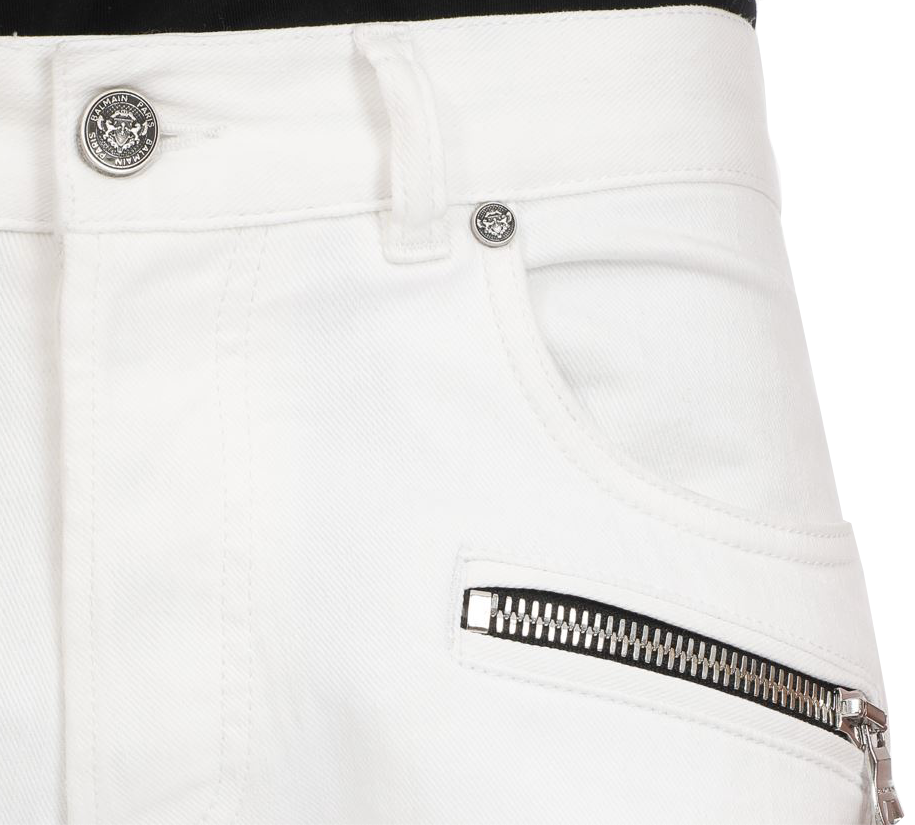 Balmain Ribbed Slim Jeans Double Stonewash in white – view 3 of 3