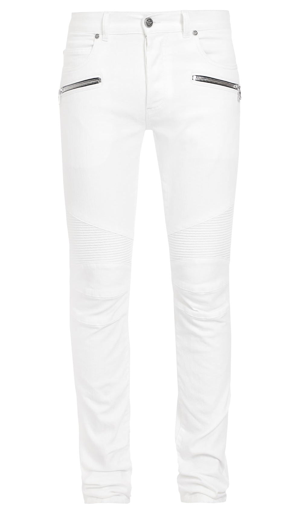 Ribbed Slim Jeans Double Stonewash - White