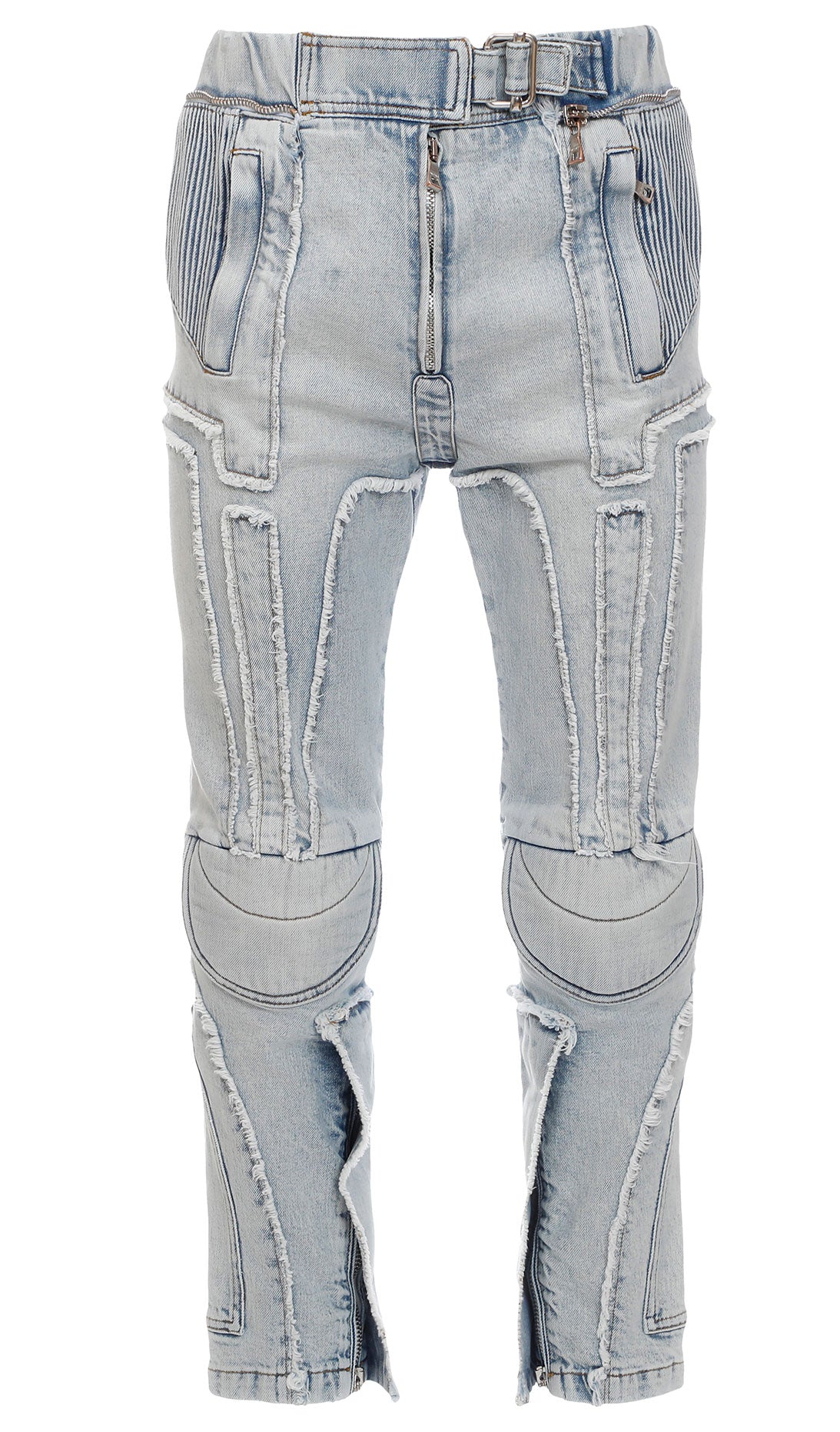 MOTOR RIDER TAPERED DENIM PANTS - BLUE