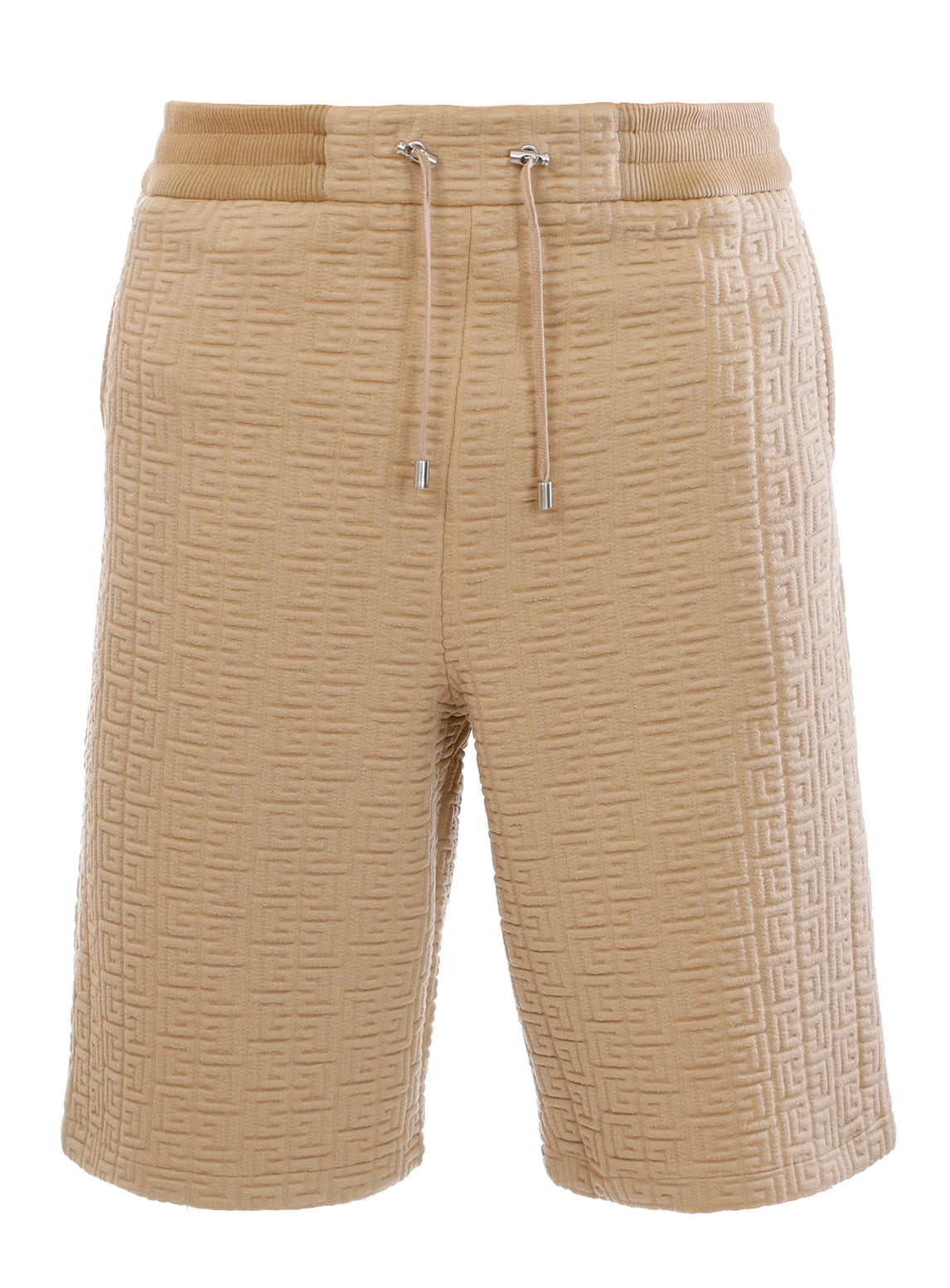 Balmain Embossed Monogram Bermuda Shorts in camel – view 1 of 4