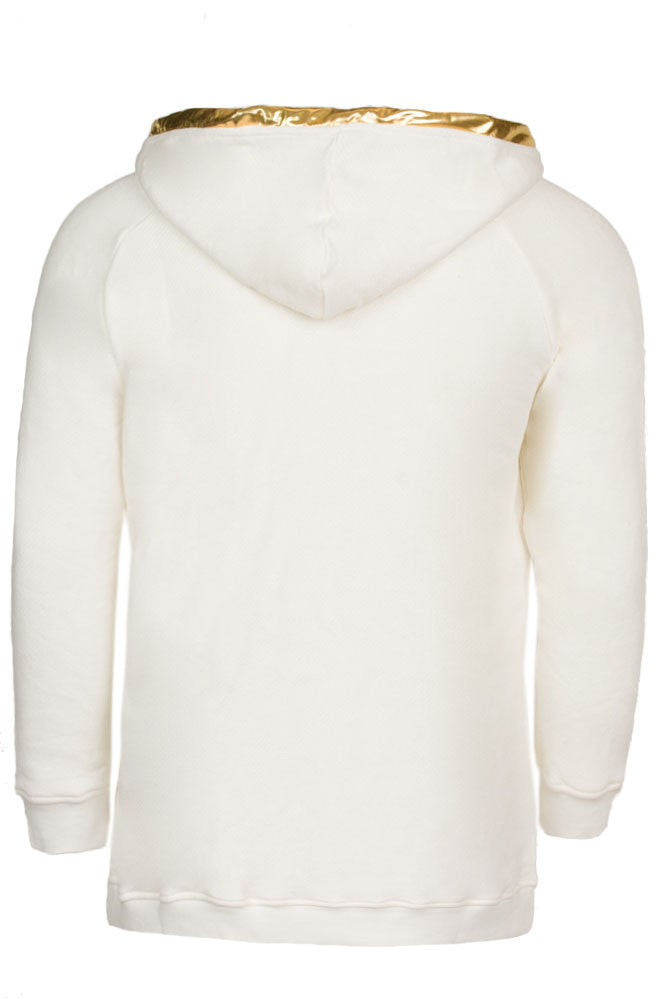 Alibi Paris Cream Gold Trim Hoodie in cream – view 2 of 8