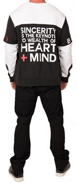 Men's Wealth Long Sleeve Pull-Over Crewneck-Black and White