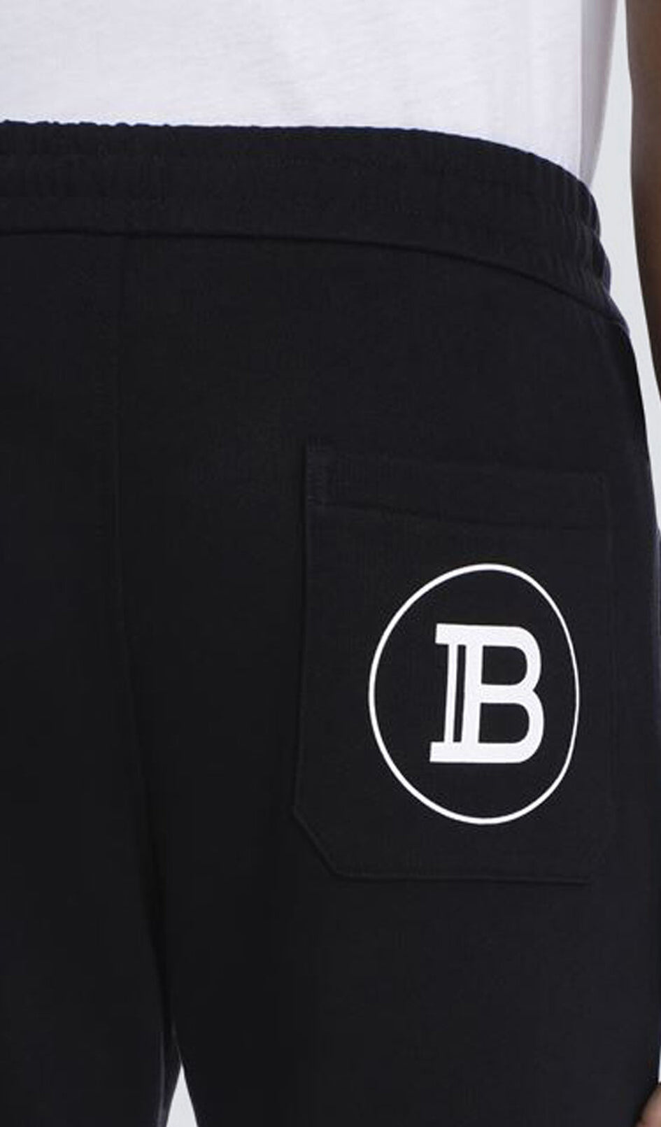 RIBBED BALMAIN PRINTED SWEATPANTS - NOIR/BLANC
