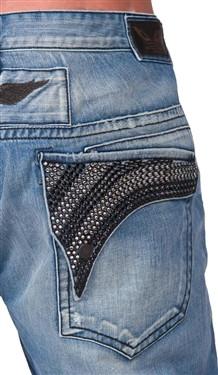 Robin's Jean Big and Tall In Medium Denim (Black/Clear Swarovski)