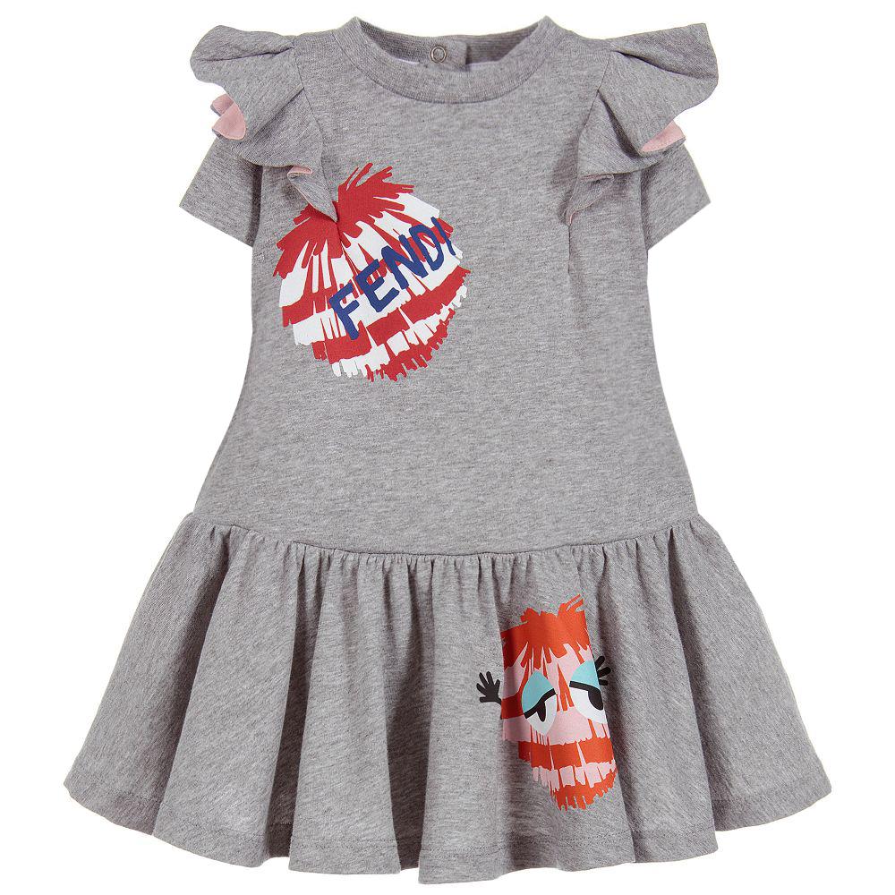 Fendi Girls S/S Dress in grey – view 1 of 2