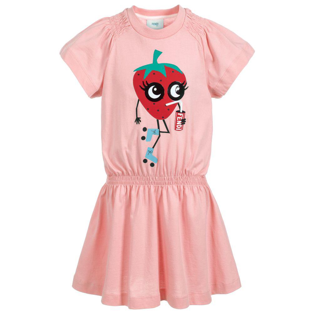 Fendi girls Rosa jersey dress in pink
