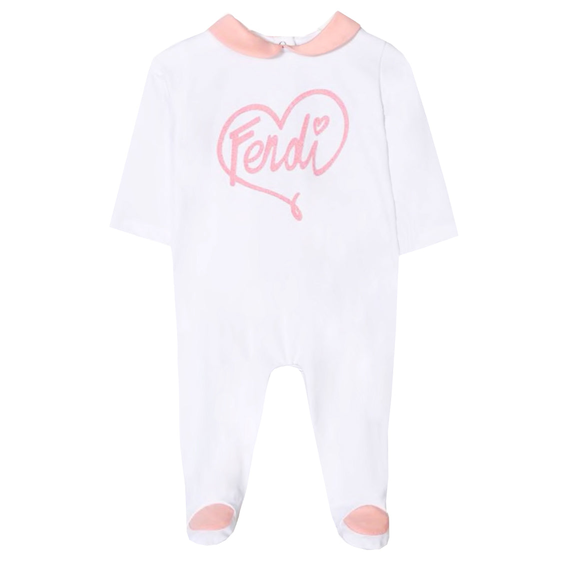 Fendi | Baby Girl Heart Logo Footie