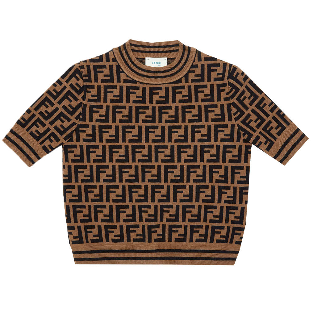 Fendi ALLOVER FF CROPPED TOP - BROWN/PINK