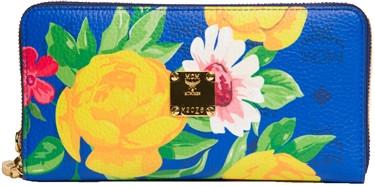MCM Floral Zipped Wallet (Marazine Blue)