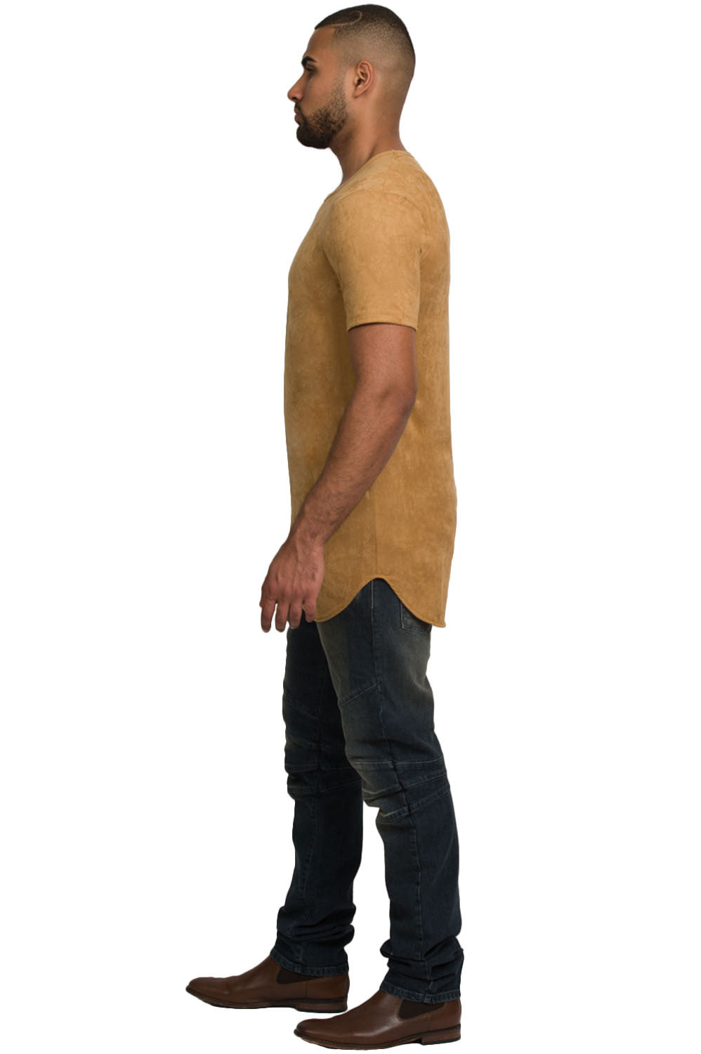 Kash Elongated Stretch Suede Tunic in camel – view 6 of 7