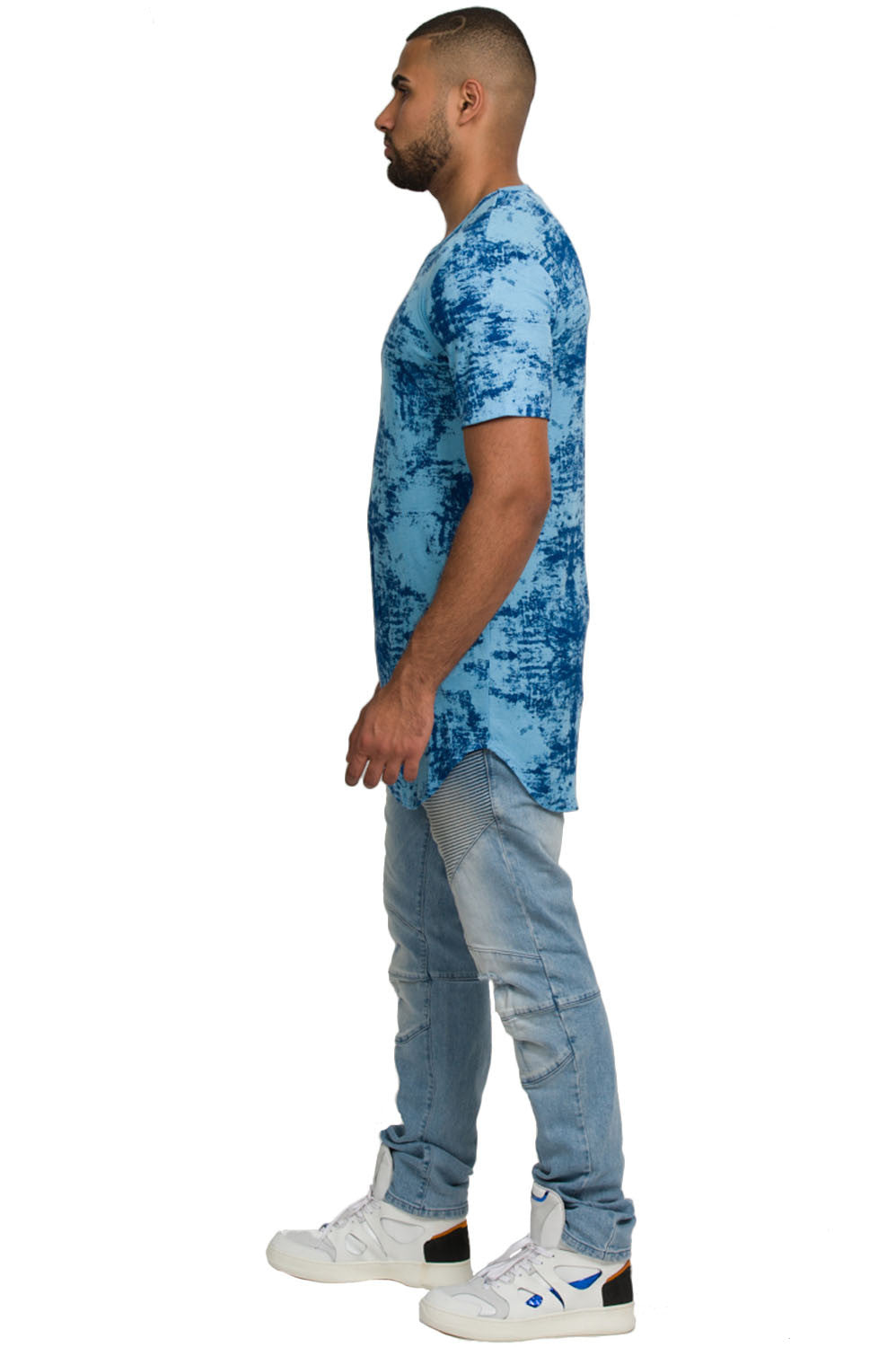 Kash Elongated Ink Blot Tunic in blue – view 4 of 7