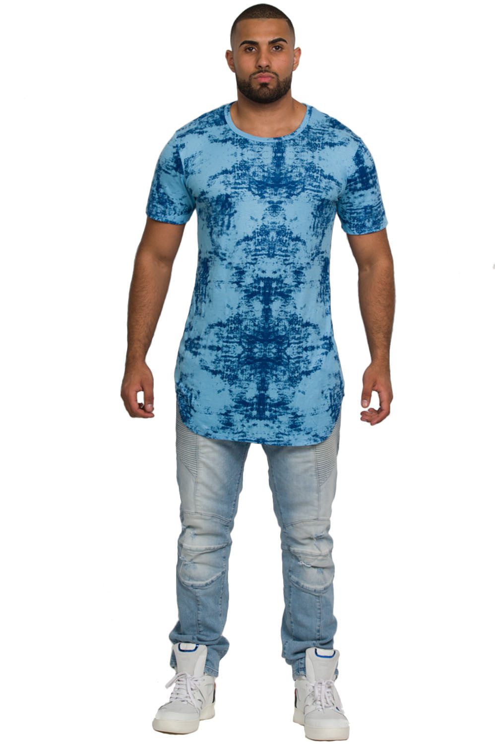 Kash Elongated Ink Blot Tunic in blue – view 3 of 7