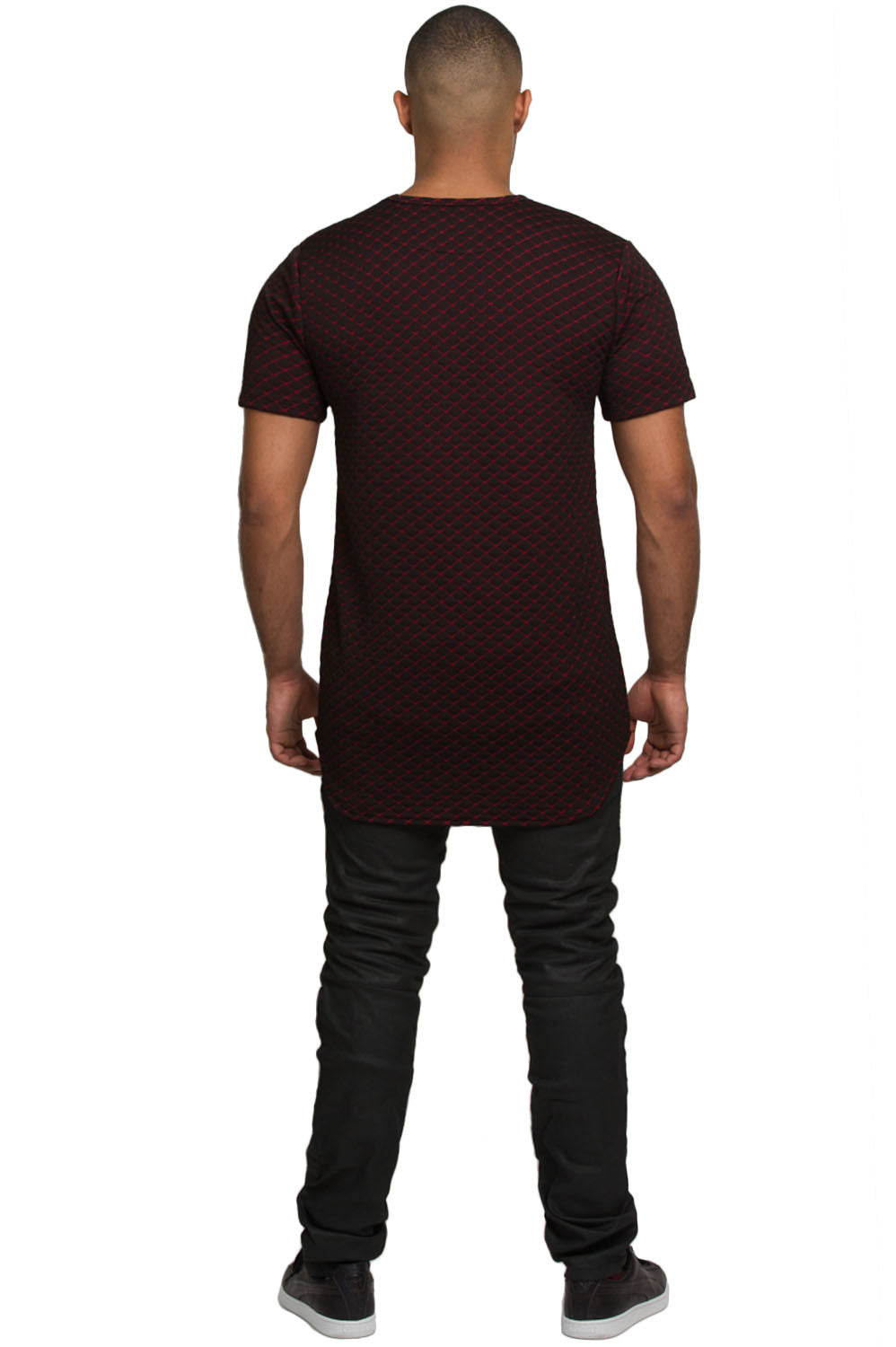 Kash elongated quilted tunic in red and black – view 4 of 6