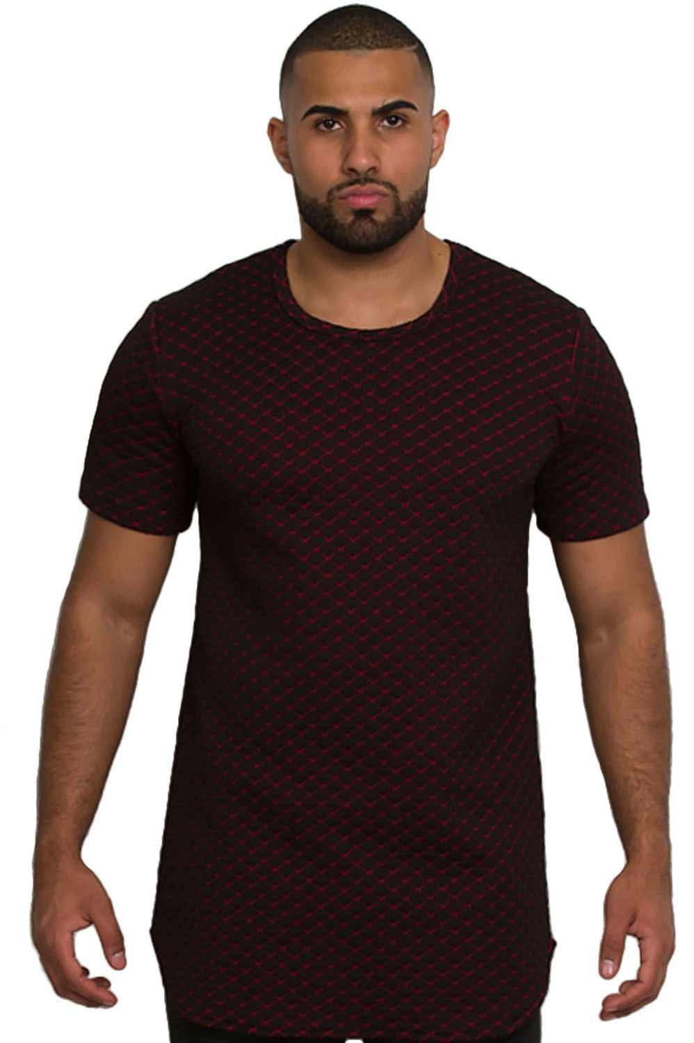 Kash elongated quilted tunic in red and black – view 1 of 6