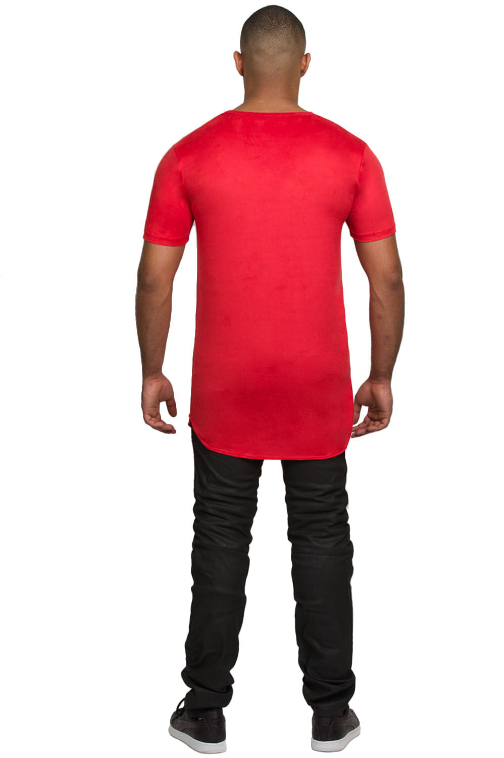 Kash elongated stretch suede short sleeve tunic in tomato — alternate view 5