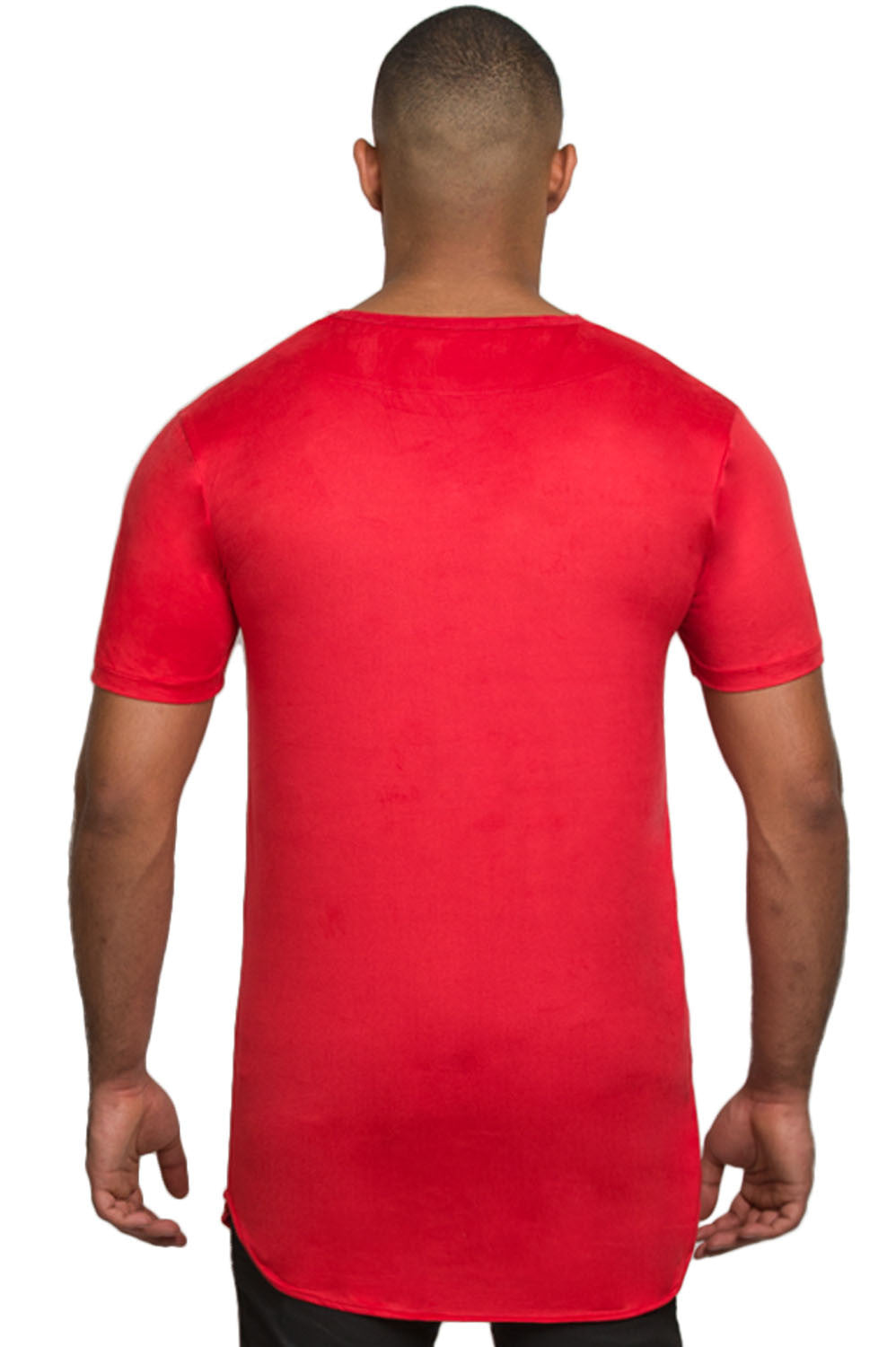 Kash elongated stretch suede short sleeve tunic in tomato — alternate view 2