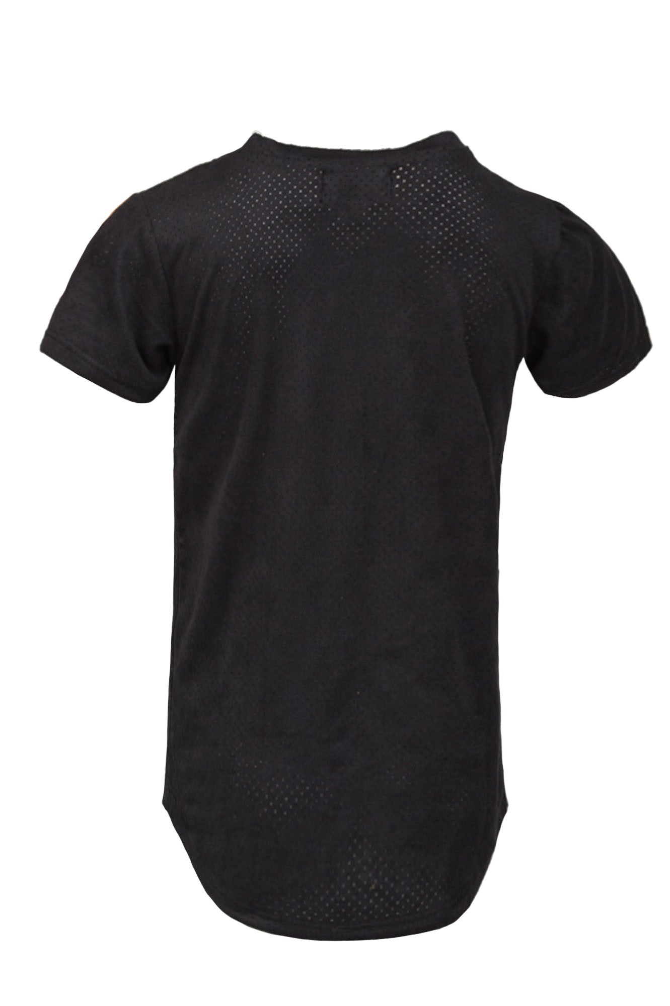 Kash Kids Extended Perforated Black V-Neck Tee in black – view 2 of 2