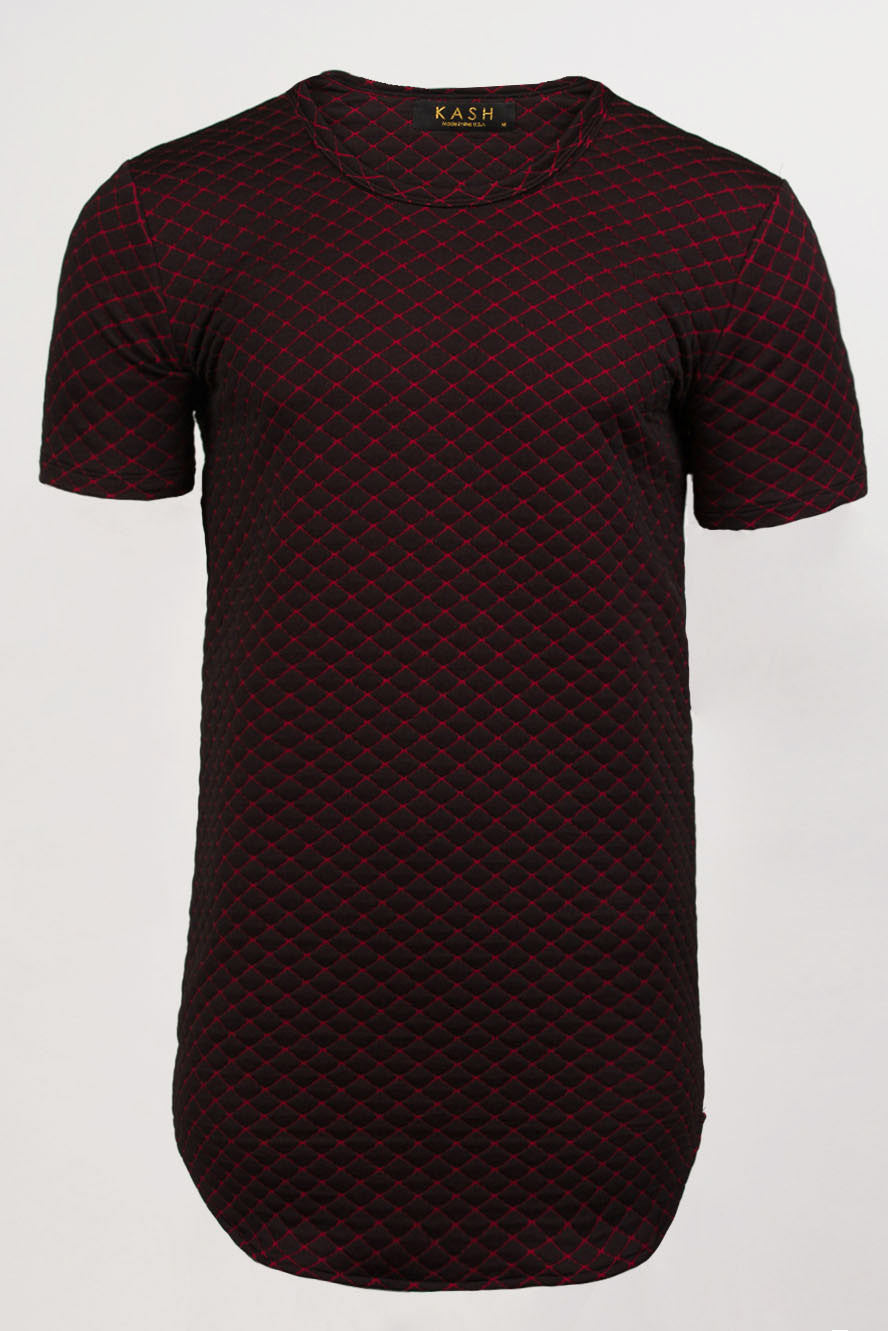 Kash elongated quilted tunic in red and black – view 5 of 6
