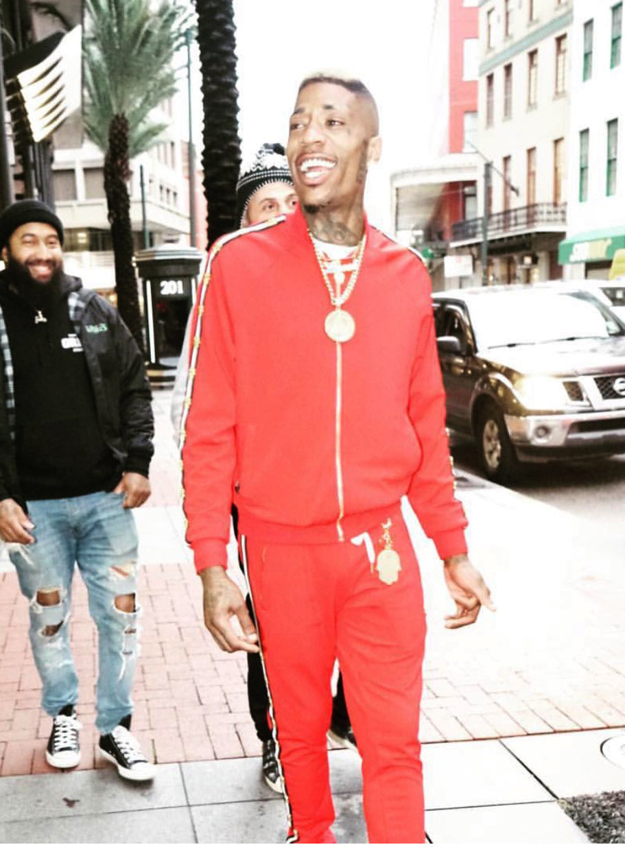 Men's Long Sleeve Icon Track Jacket with HAMSA Hand-Red