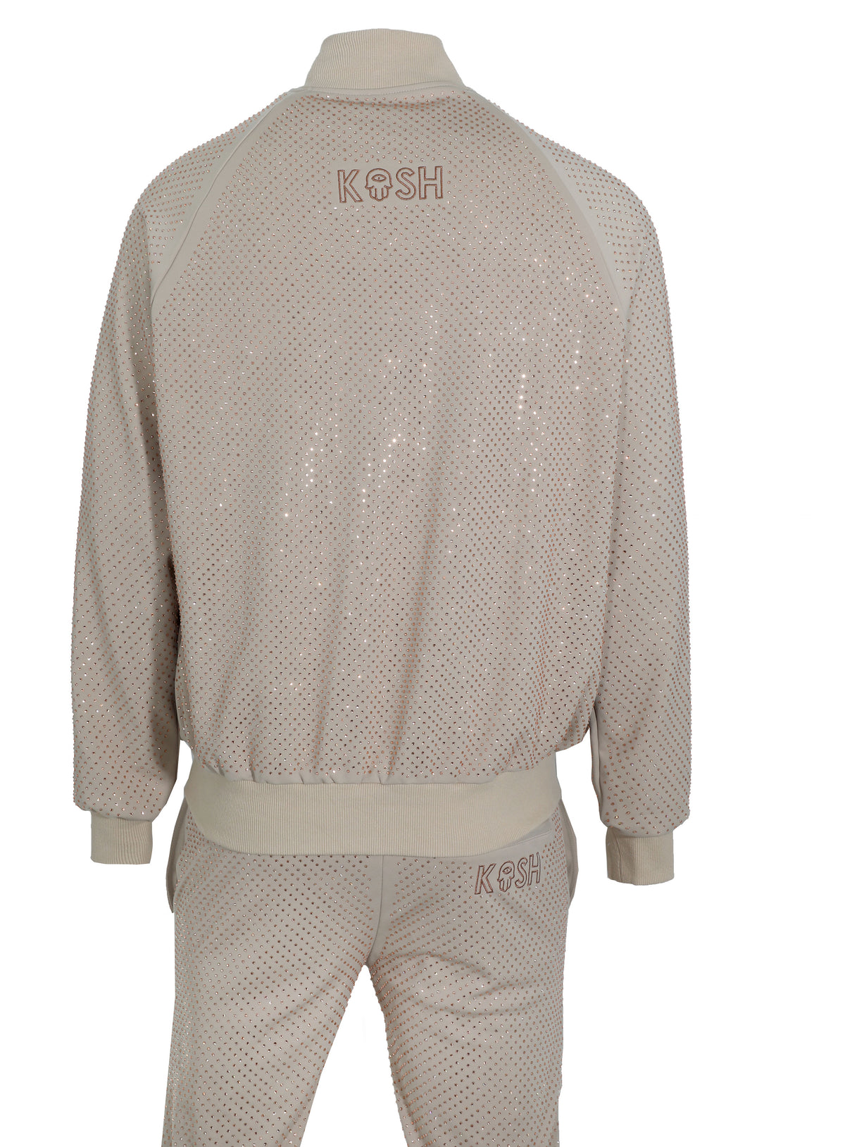 Kash All Over Diamond Track Pants Elastic Waistband Drawstring closure Color: Beige 100% Polyester Wrinkle Free Material Fits true to size