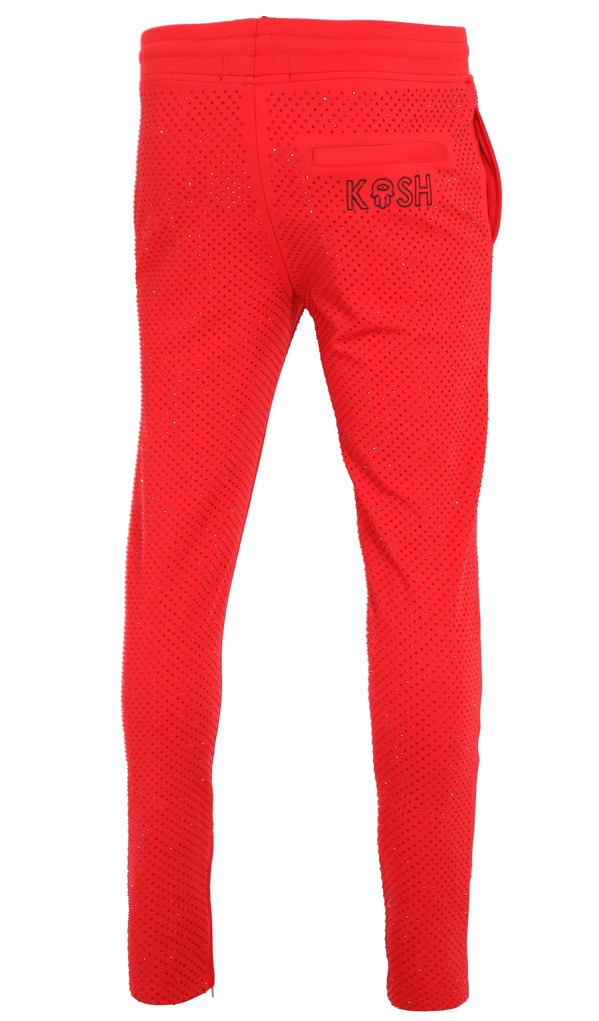 KASH ALL OVER DIAMOND TRACK PANTS - RED
