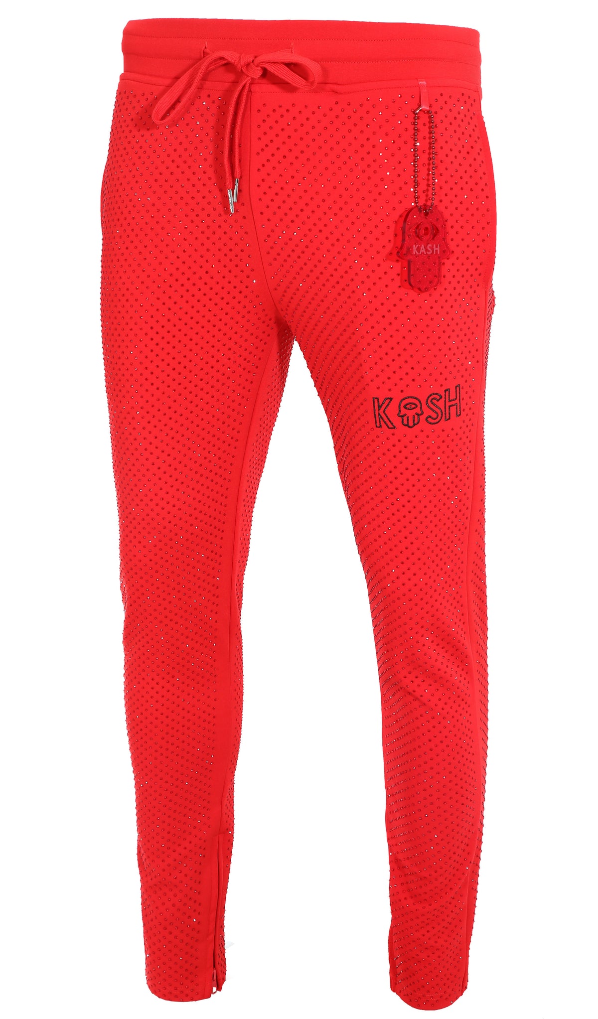 KASH ALL OVER DIAMOND TRACK PANTS - RED