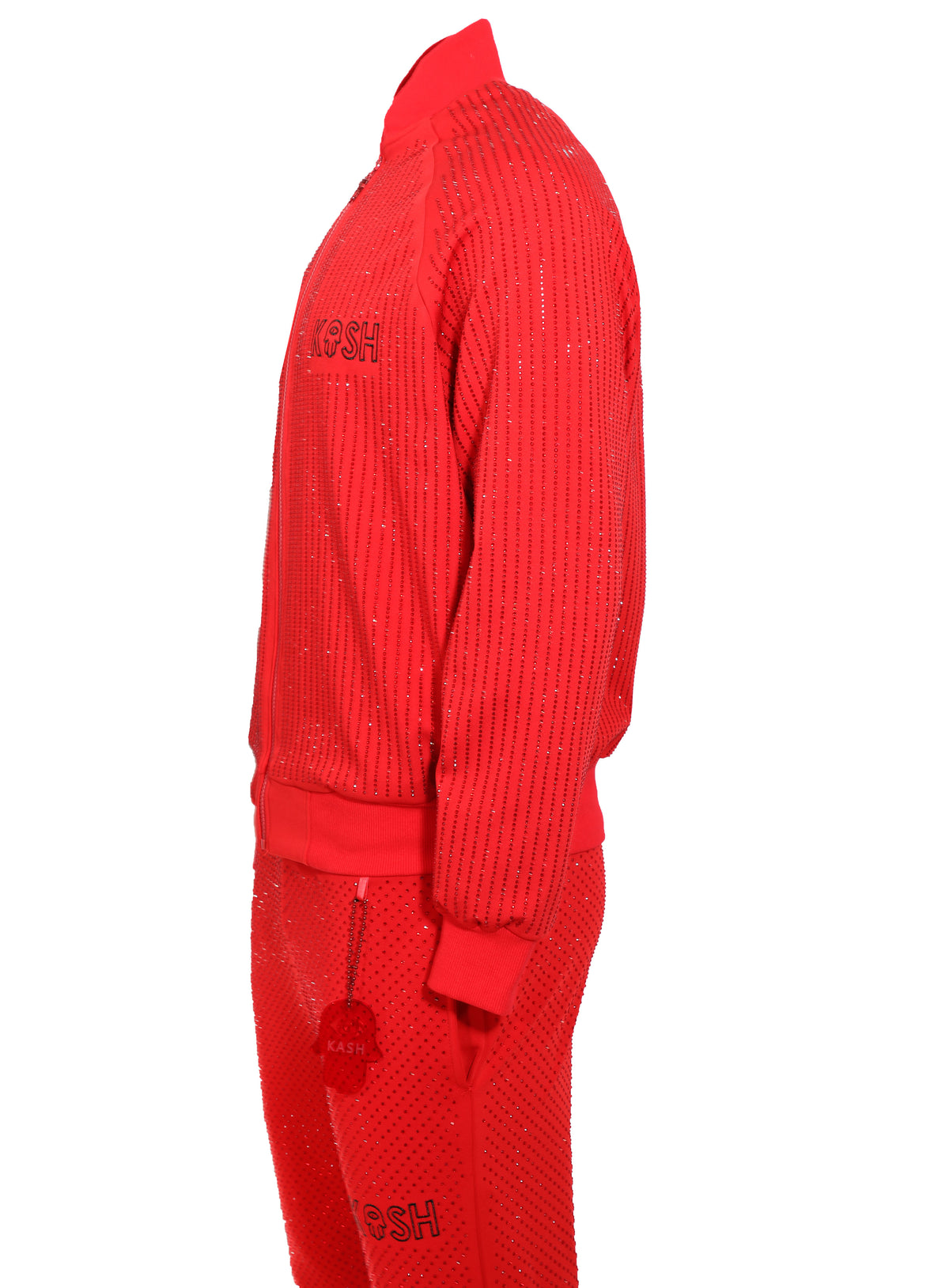 KASH ALL OVER DIAMOND TRACK PANTS - RED