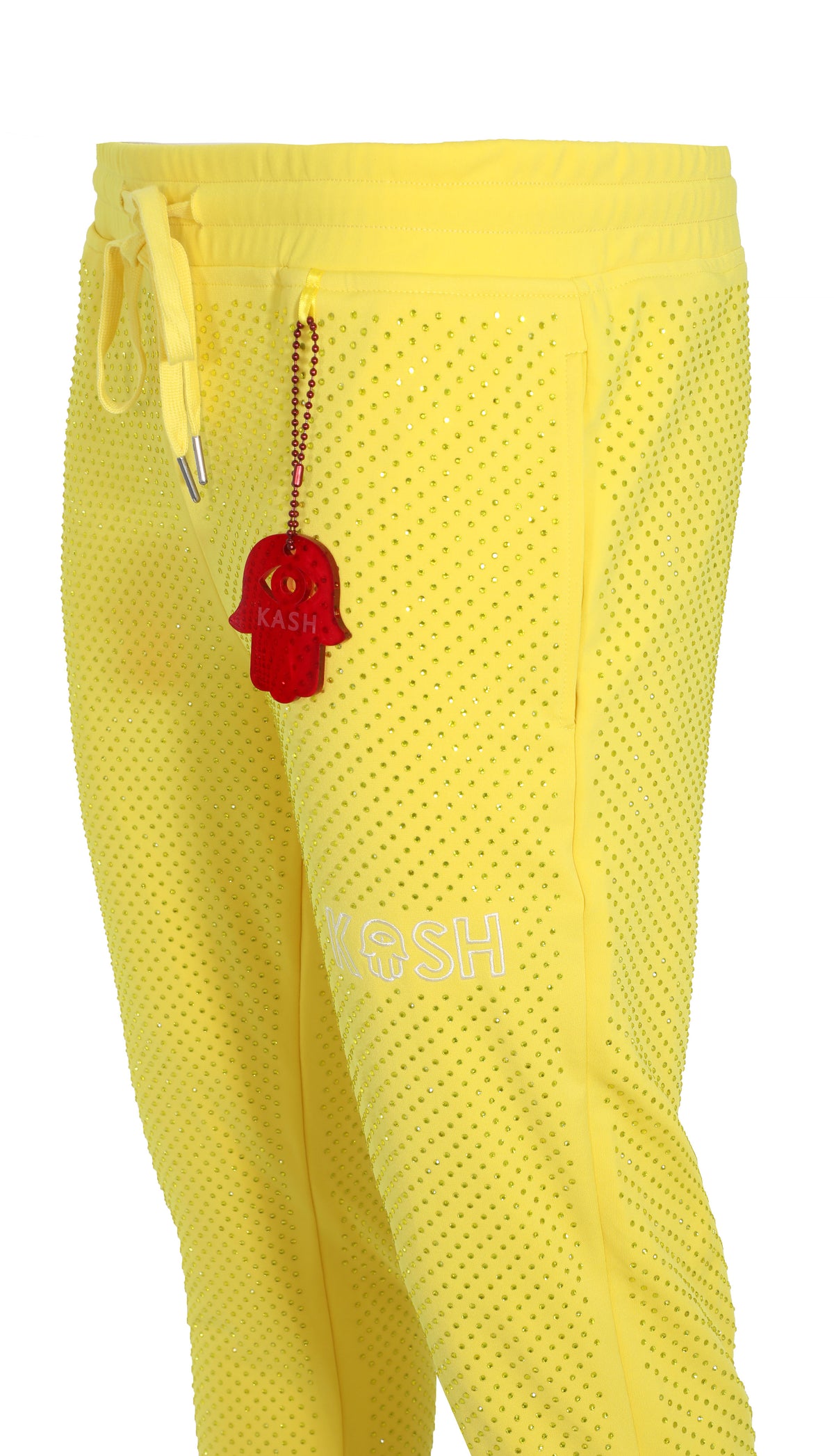 KASH ALL OVER DIAMOND TRACK PANTS - YELLOW
