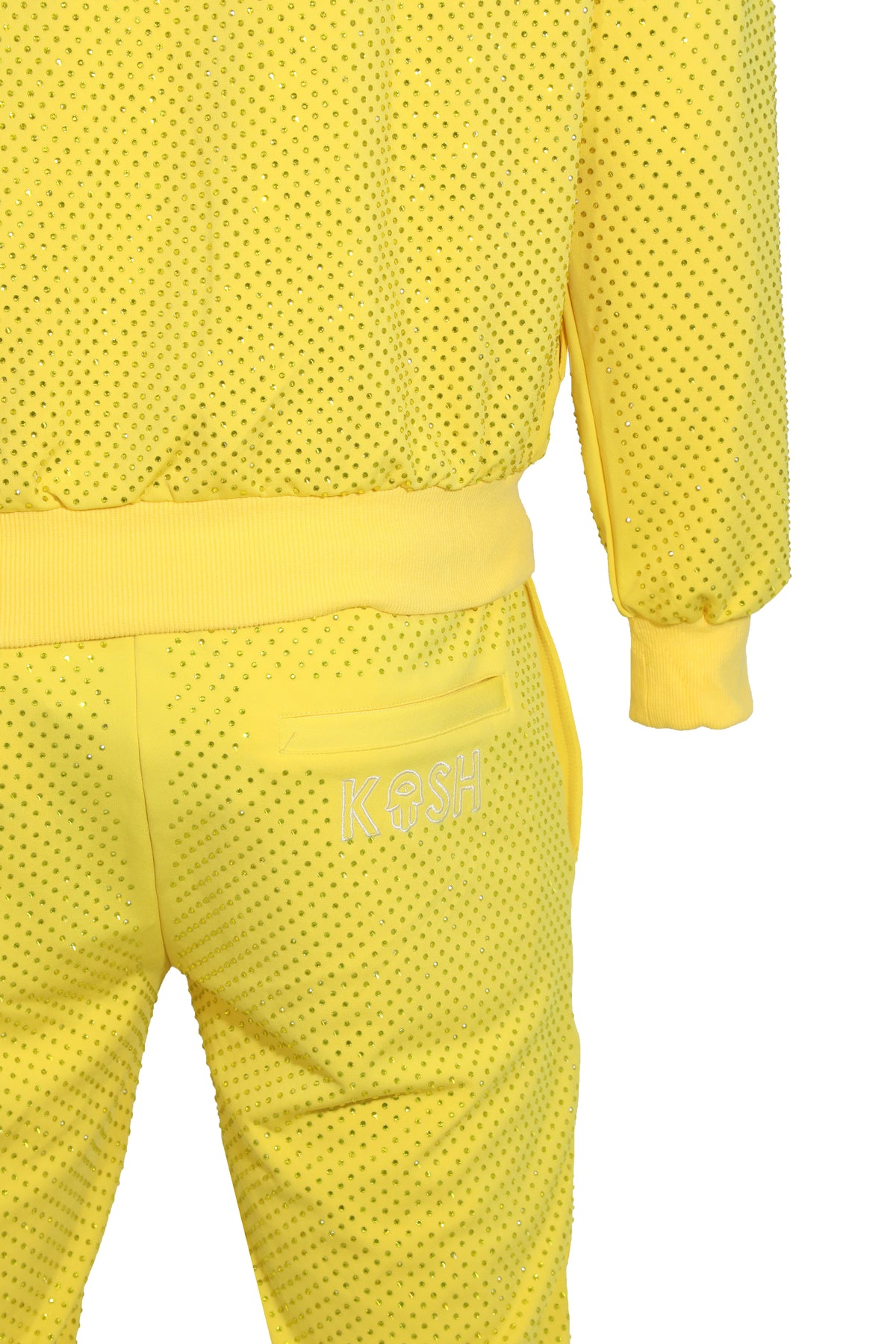 KASH ALL OVER DIAMOND TRACK PANTS - YELLOW