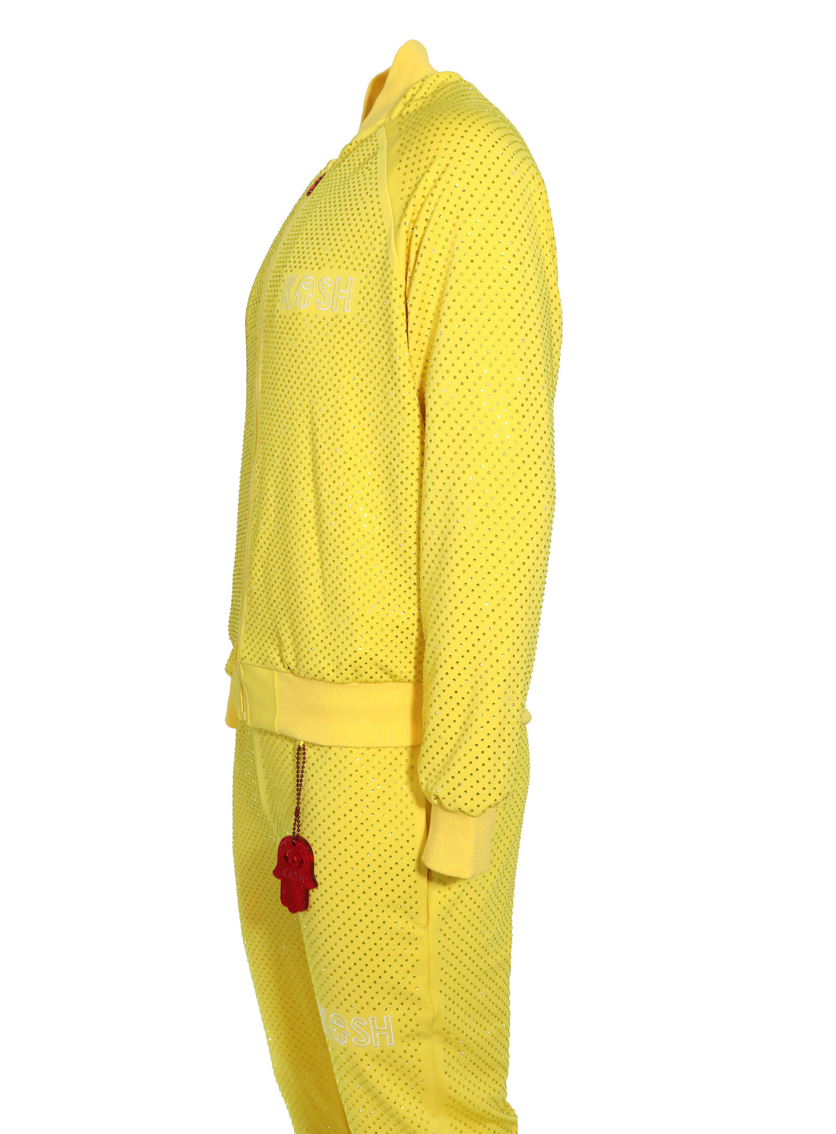 Kash All Over Diamond Track Jacket Zip Closure Color: Yellow 100% Polyester Wrinkle Free Material Fits true to size