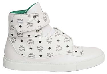 MCM monogrammed high top sneaker in white — alternate view 2