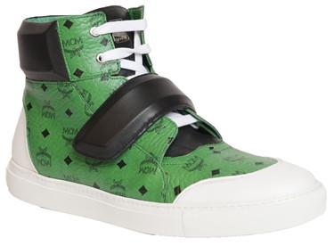 MCM Leather Hi-Top Sneaker in Paradise Green – view 1 of 3