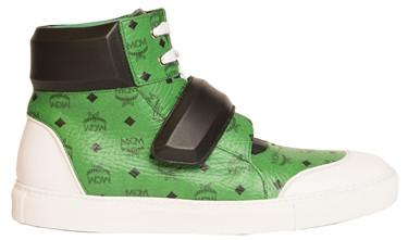 MCM Leather Hi-Top Sneaker in Paradise Green – view 2 of 3